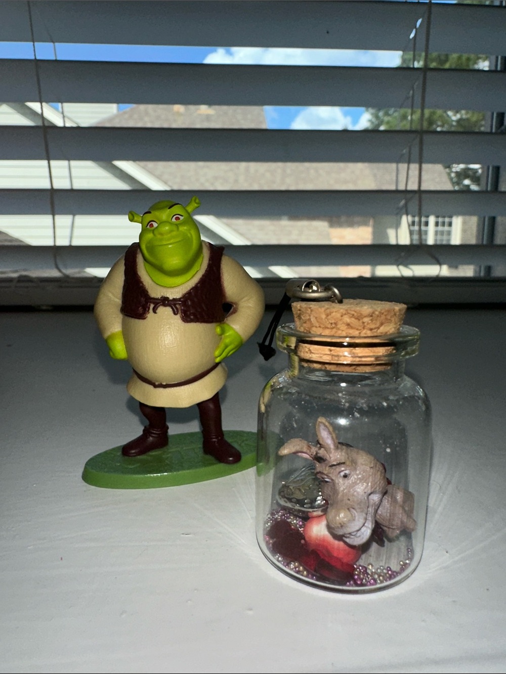 2pcs Shrek & Donkey Figurine Mini Jar Accessory